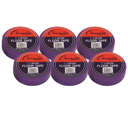 Champion Sports Floor Marking Tape, 1in x 36 yd, Purple, PK6 1X36FTPR